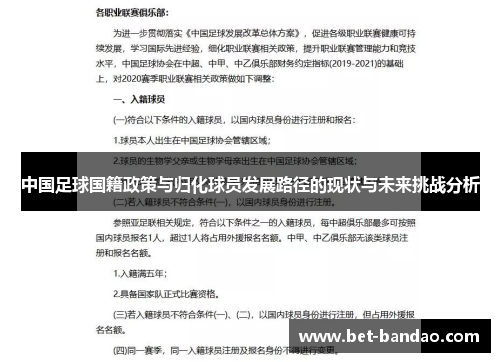 中国足球国籍政策与归化球员发展路径的现状与未来挑战分析